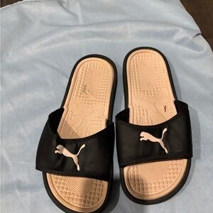 Puma Black and Tan Slides